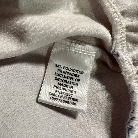 Elle White Purple / Blue Floral Jacquard Short Sleeve Peplum Blouse Size Small - Picture 3 of 8